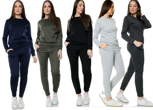 Womens Ladies Long Sleeve Plain Lounge 