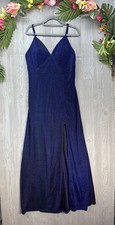 Fashion Nova Sparkle Dress Navy Blue Stretchy Maxi Plus Size 1XL Padded Bra Slit