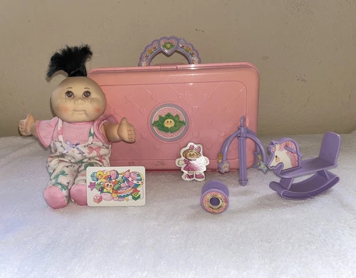 Vintage Mini Cabbage Patch Doll 1995,Love’N Go Baby Nursery Playpen Playset