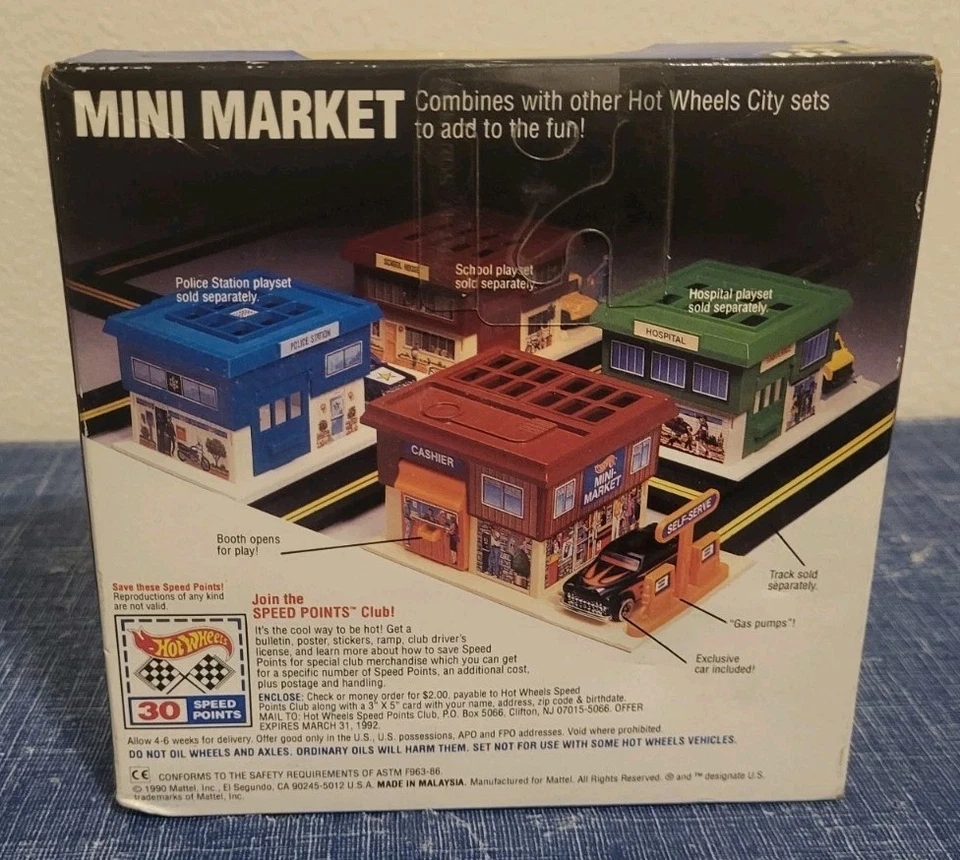 De colección • 1990 • Hot Wheels City Mini Market Sto & Go! Juego con Pasión Blanca • Nuevo Foto 2 de 4