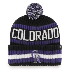 Men's '47  Black Colorado Rockies Bering Cuffed Knit Hat with Pom