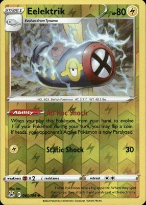 EELEKTRIK 060/196 LOST ORIGIN UNCOMMON REVERSE HOLO POKEMON UTA