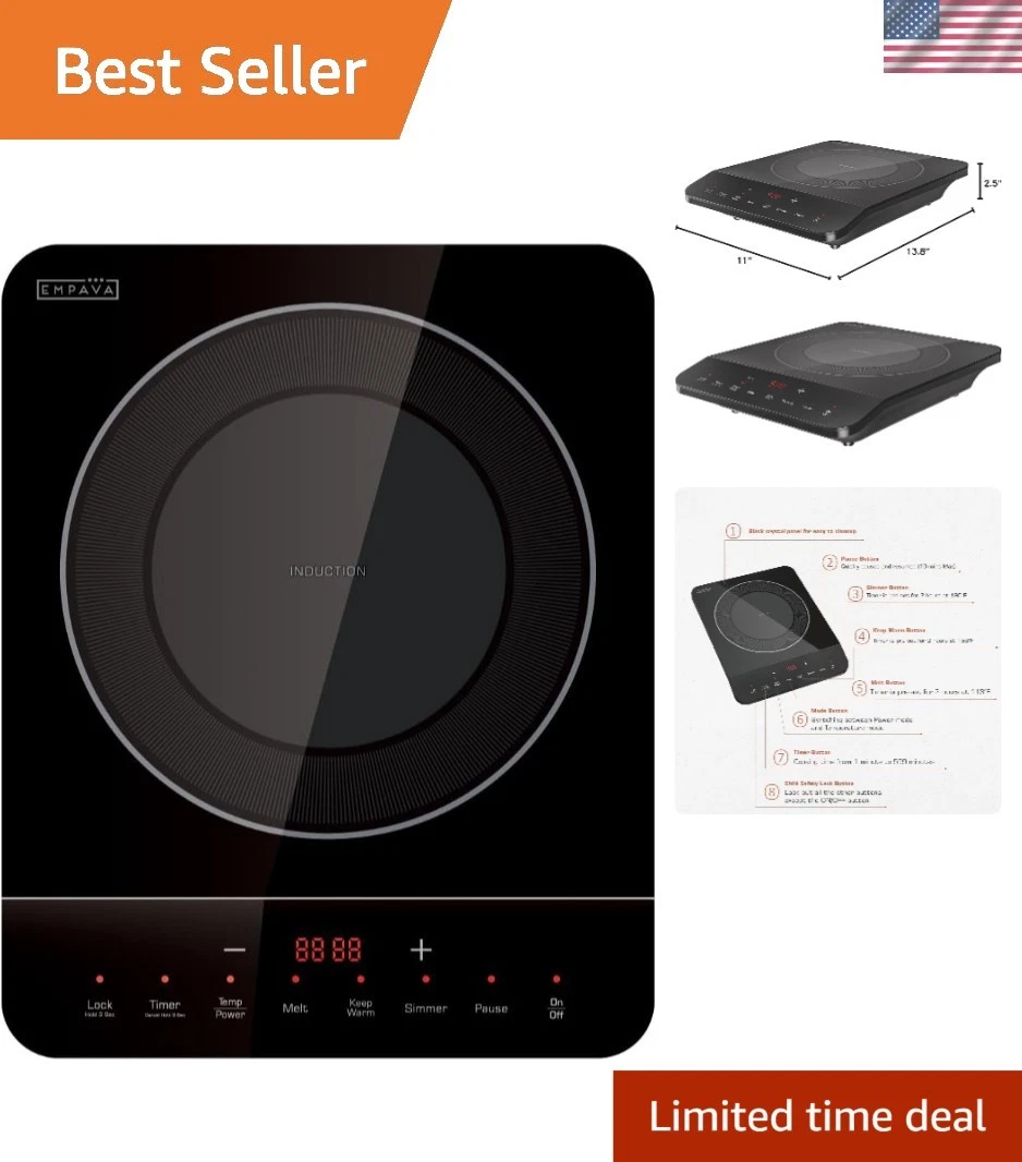 Portable Induction Cooktop with Shatterproof Glass - Perfect for Home & RV