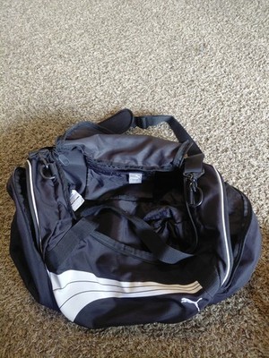 PUMA Large Black/White Polyester Duffle Gym Bag Adjustable Strap Zip Logo