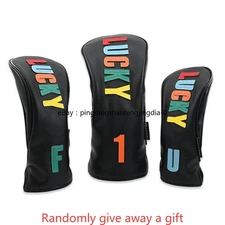 Black Lucky Golf Headcover for Driver Fairway Wood Hybrid 1FU Club Cover choice-