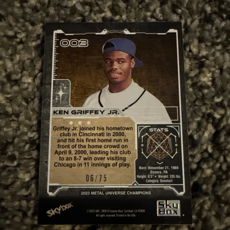 2023 Skybox Metal Universe Ken Griffey Jr Pink PMG Precious Metal Gems /75 - Image 2 of 2