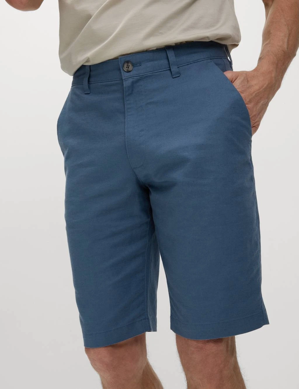 Marks & Spencer Mens Cotton/Linen Chino Shorts in Air Force Blue - M&S
Opens in a new window or tab