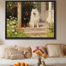 Oil Painting Rottweiler Canvas Print Dog Lovers Wall Art Rustic Dog Decor