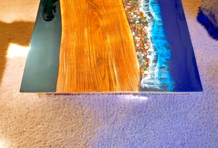 Luxury Epoxy Resin Table Top Live Edge Modern Home Decor Dining Coffee Furniture - Image 2 of 4