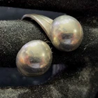Vtg Open Cuff Sterling Silver Ring Size 6 Adjustable Minimalist Geometric Orb