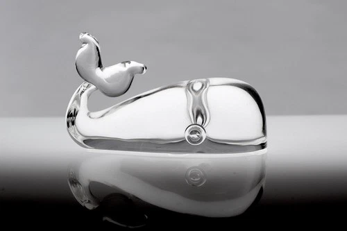 Mid Century Modern Steuben Art Glass Whale Lloyd Atkins 1956  With original bag