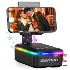 Black LED Cell Phone Stand with Bluetooth Speaker - Gift for Men  Women