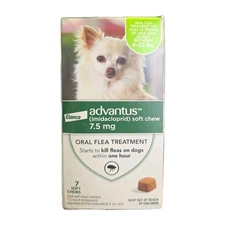 Advantus Dog Chewable Flea Tablets for Dogs, 7.5mg,  4 - 22 lbs, 7 Ct, FEB 2028