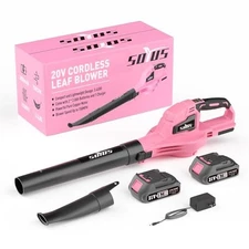  Leaf Blower, 20V Leaf Blower Cordless with 2x2.0Ah Battery and Charger, Pink