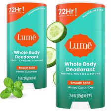 Lume Whole Body Deodorant - Solid Stick - 2.6 Oz, 2 Pk Minted Cucumber