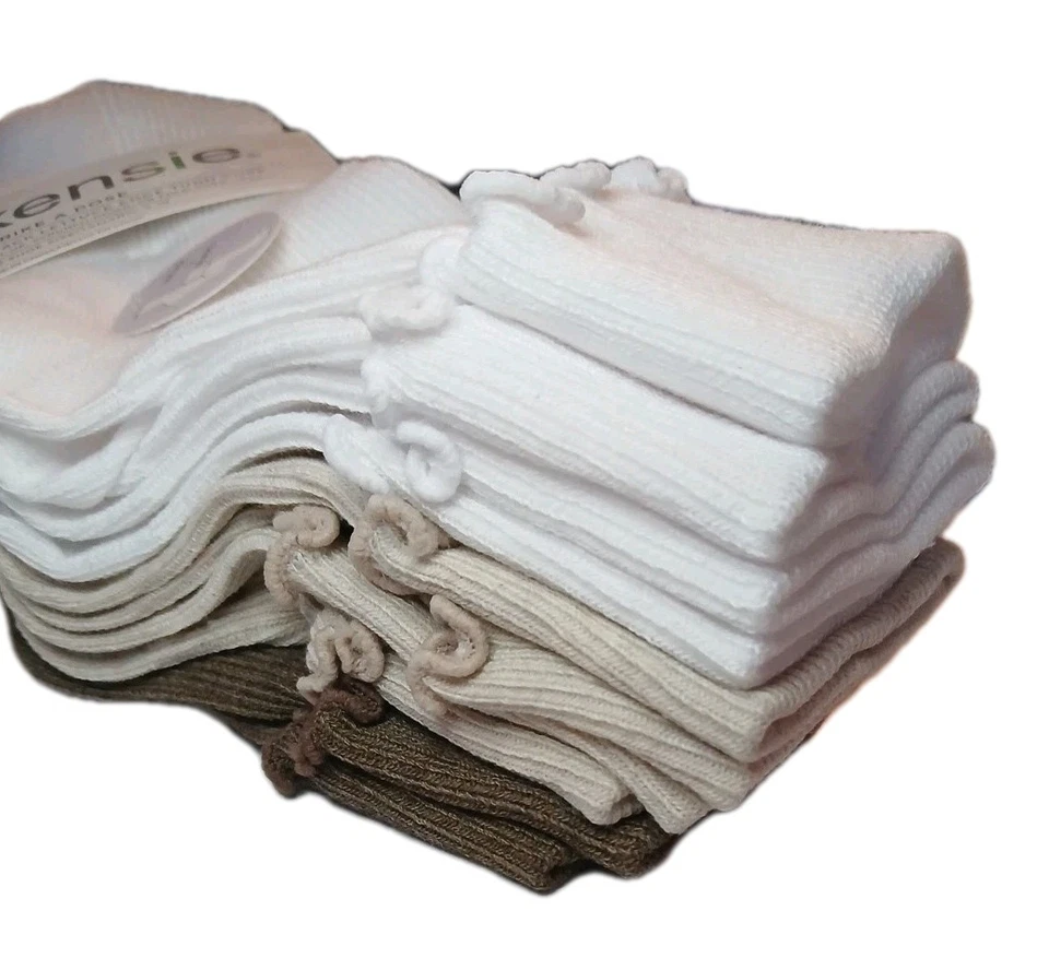 Kensie - 生菜边缘转袖袜 - 5 包 - 尺寸 4-10 - 白色和棕色 - 全新 — 第 2/4 张图片