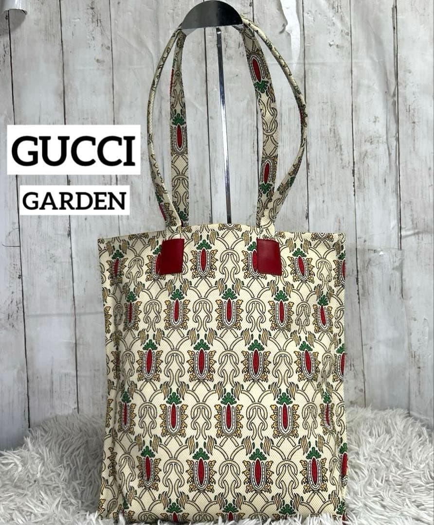 GUCCI Garden Tote Bag White Canvas Unisex A4 Limited Edition Authentic
