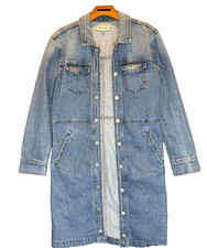 Madewell Womens Long Sleeve Blue Sturgiss Wash Denim Snap Shirtdress Size 4