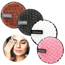 4PCS Reusable Makeup Remover Pads Microfiber Washable Face Cleansing Pads