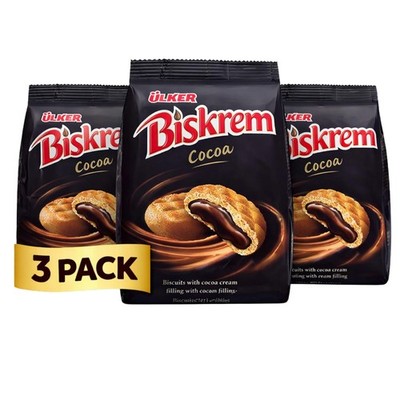 Ulker Biskrem Cocoa Cream Filled Cookies (3 Pack, 1.35 Pound (Pack of 3)