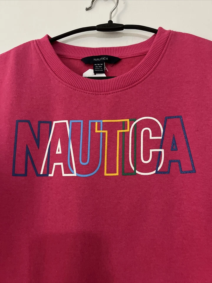 Nautica Girls' Long Sleeve NWT Crewneck Sweatshirt, Pink Color, Size M8/10 - Image 2 of 4