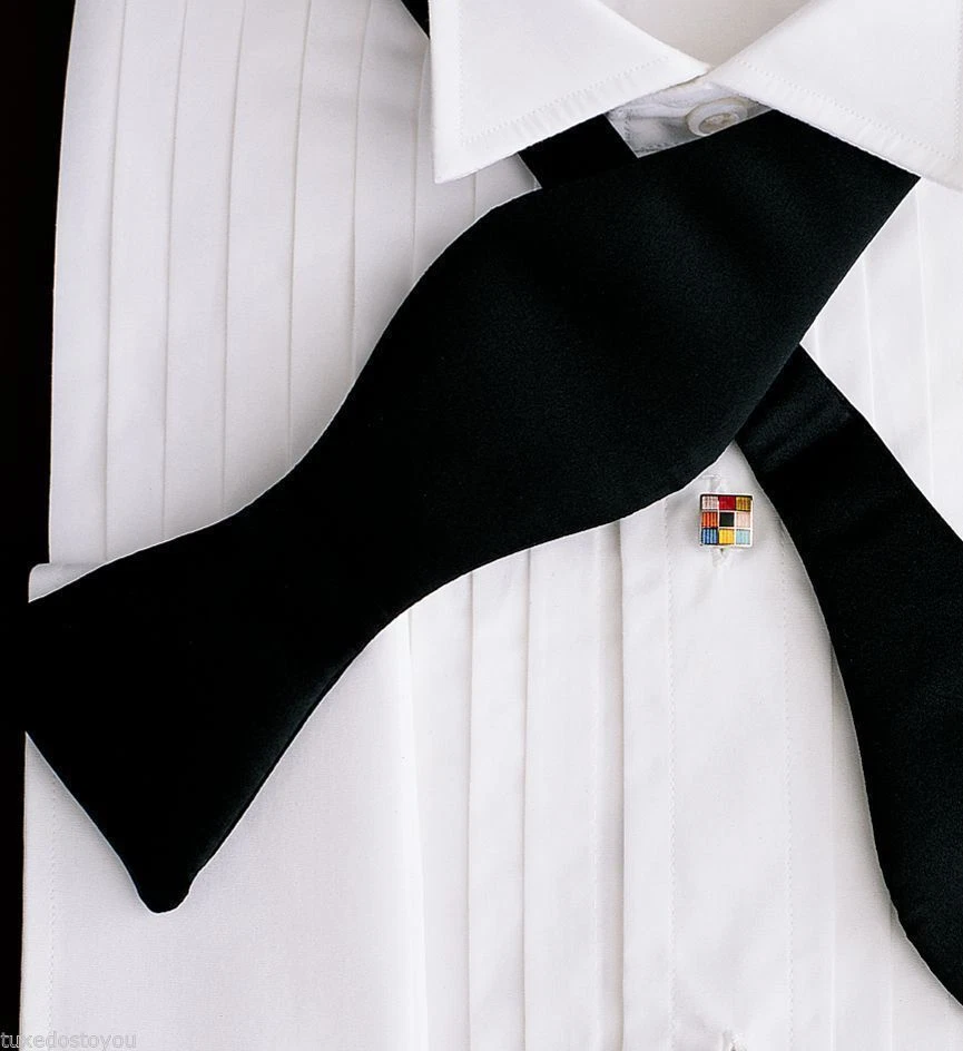 Men's Black Heavy Silk Pleated Cummerbund Self Tie Bow Tie Very Nice  - Image 3 of 3