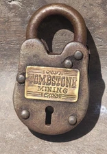 Tombstone Mining Working Cast Iron Lock 2 Keys Western Decor Padlock