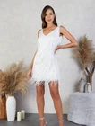 Nadine Merabi Sadie Hand Embellished Sequin Dress in White Size XS = 6 NEW