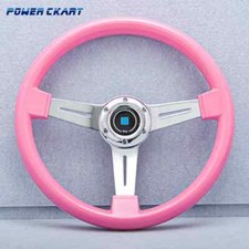 14inch Pink Jdm Sport Racing Steering Wheel Chrome Spoke Car Game Drifting Sim