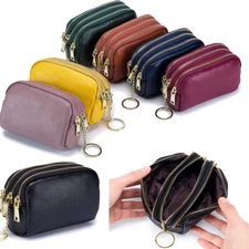 Women's Small Genuine Leather Wallet Coin Change Purse Card Holder Keychain US