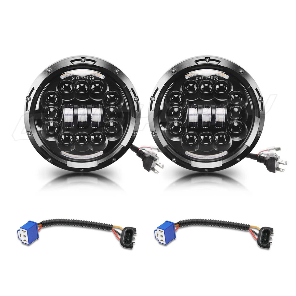 Par de faros LED redondos para Jeep Patriot 2008-2015 7" pulgadas ojo de ángulo halo FIT Foto 2 de 4