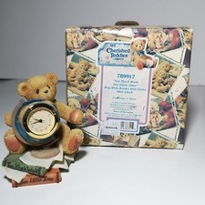 Cherished Teddies Too Much Work Too Little Time Boy w/ mini Globe Clock 789917