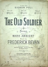 1894 The Old Soldier Vintage Sheet Music Large Ambient Bevan Signor Foli