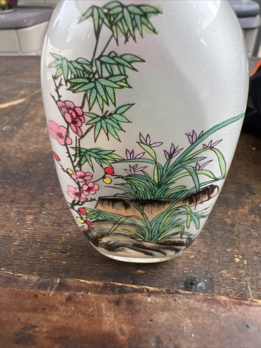 Chinese Glass Snuff Bottle w/ Inside Reverse Paintings 4x2” - Picture 15 of 16