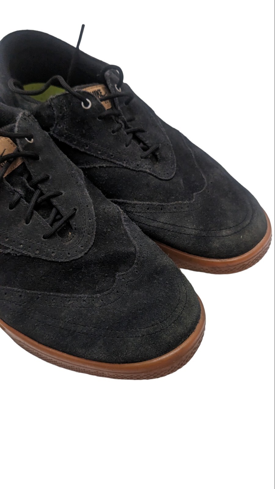 Nike Lunarlon Golf Shoes Black Suede Wingtip 533094002 Men's Size 10