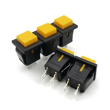 5Pcs Yellow 14*14mm Square Momentary OFF-MOM 2Pin SPST Mini Push Button Switch