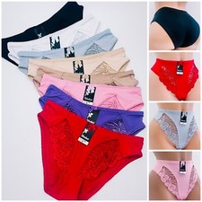 6 PRETTY Silky NYLON Briefs BIKINIS Style PANTIES Womens Underwear 3106 S-2XL