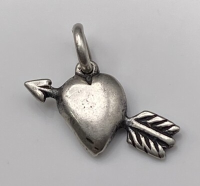 Vintage Sterling Silver Miniature Heart with a Piercing Arrow Small Dainty Charm