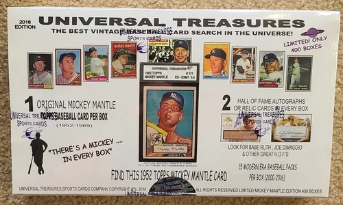 2016 MICKEY MANTLE Universal Treasures Baseball Box - 1:400 1952 Topps Mantle RC