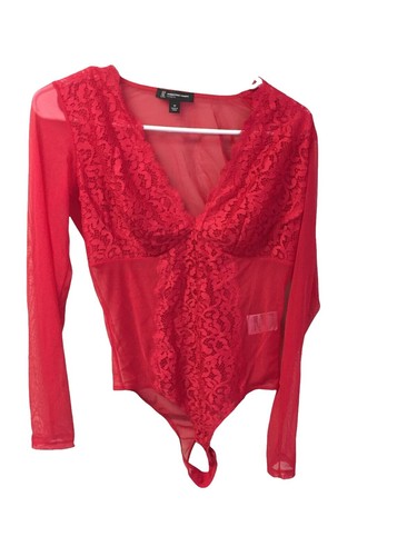NWT) Spanx Red Hot Label Lace Open-Bust Mid-Thigh Bodysuit Large