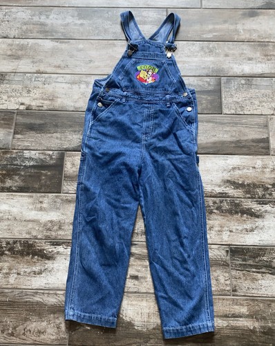 Vintage Winnie The Pooh Girls Overalls Size L 10/12 Jeans Denim Bibs Y2K 90s