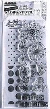 Retro Flakes Christmas Tim Holtz Clear Stamp & Spots Polkadot Stencil Set NEW!