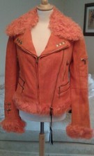 Versace Versus Peach Shearling Jacket, Size Italian 40