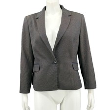 Hobbs Jacket Womens Us 10 Navy Black Gold Peplum Blazer Stretch Career Work