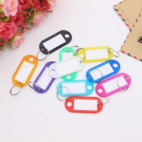 200Pcs Plastic Key Ring Tags Name Tag Keyring Keychain Luggage Tag Color ID Tags - Picture 3 of 12