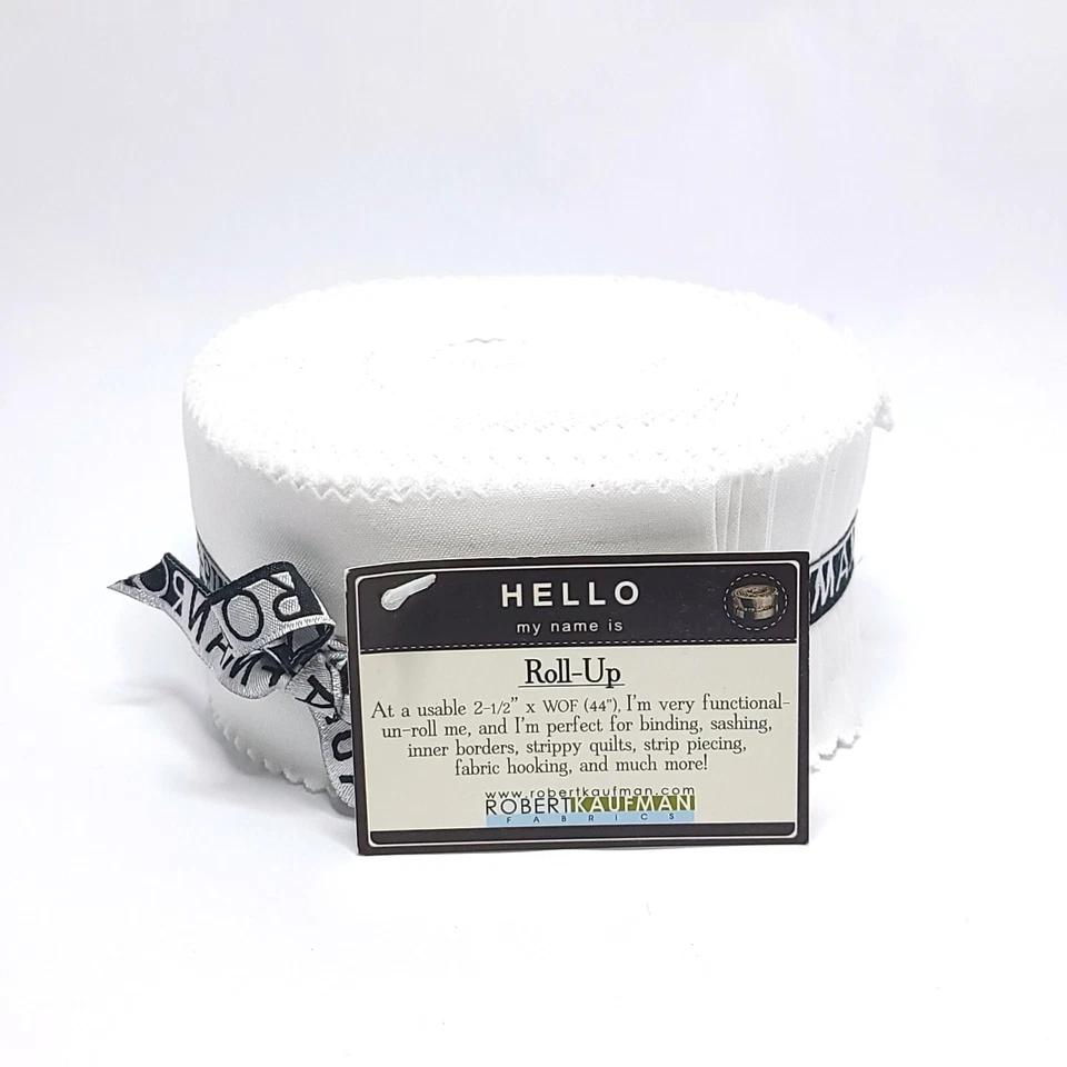 Robert Kaufman Kona Cotton Solid White Jelly Roll Quilting Fabric 40 Strips 2.5" - Image 2 of 4