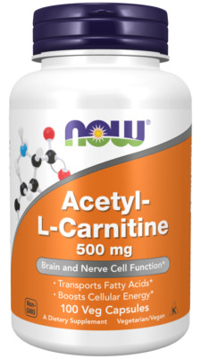 Now Foods Acetyl-L-Carnitine 500 mg 100 Veg Capsules, Brain & Nerve Cell Health