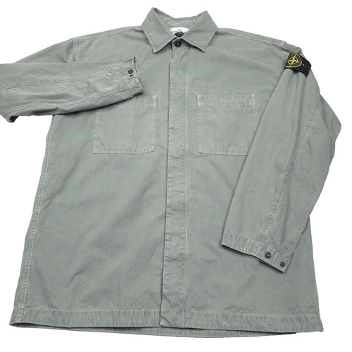 $580 Stone Island Sage Green Button Front Overshirt Made in Italy Mens Small