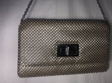 Jessica McClintock Gunne Sax Beaded Mesh Flap Clutch Bag Gold W Chain Strap