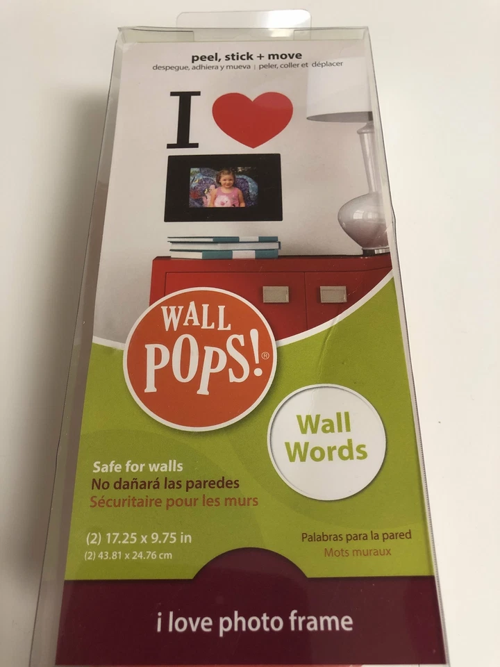 Wall Pops! Wall Words Safe For Walls I Love Photo Frame Peel Stick Move - Изображение 2 из 4